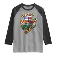 Half Irish Half Italian All American Raglan Shirt Vintage Flag Shamrock Heritage