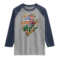 Half Irish Half Italian All American Raglan Shirt Vintage Flag Shamrock Heritage