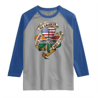 Half Irish Half Italian All American Raglan Shirt Vintage Flag Shamrock Heritage