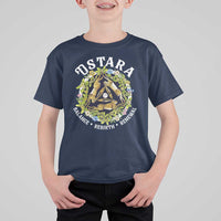 Ostara Balance Rebirth Renewal T Shirt For Kid Ostara Pagan Eostre Easter Day Three Hares