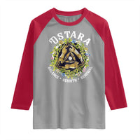 Ostara Balance Rebirth Renewal Raglan Shirt Ostara Pagan Eostre Easter Day Three Hares