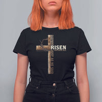 He Is Not Here For He Is Risen Just As He Said T Shirt For Women Christian Easter Day Religious Bible Verse Cross