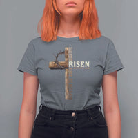 He Is Not Here For He Is Risen Just As He Said T Shirt For Women Christian Easter Day Religious Bible Verse Cross