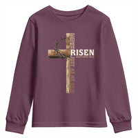 He Is Not Here For He Is Risen Just As He Said Youth Sweatshirt Christian Easter Day Religious Bible Verse Cross