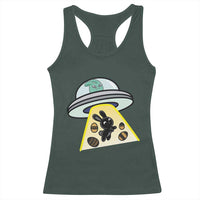 Funny Easter Day UFO Alien Bunny Racerback Tank Top