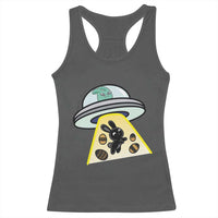 Funny Easter Day UFO Alien Bunny Racerback Tank Top