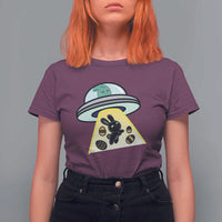 Funny Easter Day UFO Alien Bunny T Shirt For Women