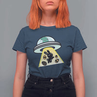 Funny Easter Day UFO Alien Bunny T Shirt For Women