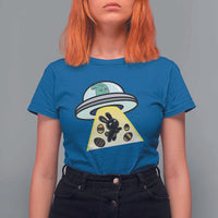 Funny Easter Day UFO Alien Bunny T Shirt For Women