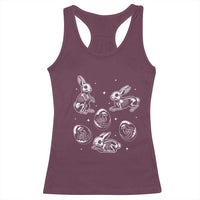 Funny Easter Day Spooky Bunny Chicks Skeleton Racerback Tank Top