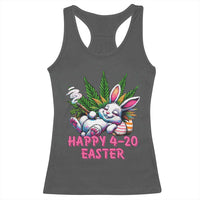 Funny Easter Day Cannabis Weed Racerback Tank Top Happy 420 Easter Bunny