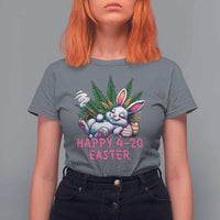 Funny Easter Day Cannabis Weed T Shirt For Women Happy 420 Easter Bunny