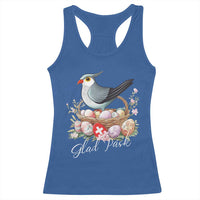 Funny Swedish Easter Day Racerback Tank Top Glad Pask Easter Eggs Cuckoo Bird