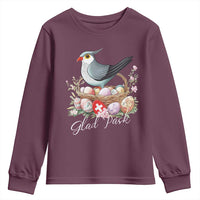 Funny Swedish Easter Day Youth Sweatshirt Glad Pask Easter Eggs Cuckoo Bird