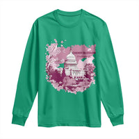 Washington DC Cherry Blossoms Long Sleeve Shirt Capitol Building Sakura