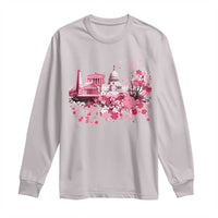Washington DC Cherry Blossoms Long Sleeve Shirt Capitol Building Monuments Memorials Sakura