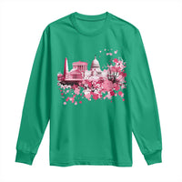 Washington DC Cherry Blossoms Long Sleeve Shirt Capitol Building Monuments Memorials Sakura