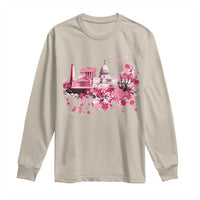 Washington DC Cherry Blossoms Long Sleeve Shirt Capitol Building Monuments Memorials Sakura