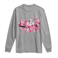 Washington DC Cherry Blossoms Long Sleeve Shirt Capitol Building Monuments Memorials Sakura