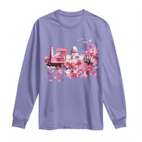 Washington DC Cherry Blossoms Long Sleeve Shirt Capitol Building Monuments Memorials Sakura