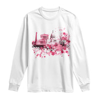 Washington DC Cherry Blossoms Long Sleeve Shirt Capitol Building Monuments Memorials Sakura
