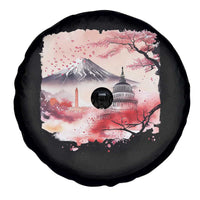 Washington DC Cherry Blossoms Monuments Memorials Spare Tire Cover Japanese Art Style Mount Fuji Sakura