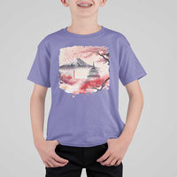 Washington DC Cherry Blossoms Monuments Memorials T Shirt For Kid Japanese Art Style Mount Fuji Sakura