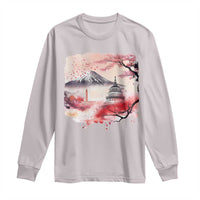 Washington DC Cherry Blossoms Monuments Memorials Long Sleeve Shirt Japanese Art Style Mount Fuji Sakura