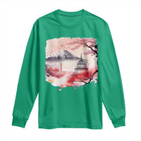 Washington DC Cherry Blossoms Monuments Memorials Long Sleeve Shirt Japanese Art Style Mount Fuji Sakura