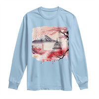 Washington DC Cherry Blossoms Monuments Memorials Long Sleeve Shirt Japanese Art Style Mount Fuji Sakura