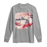 Washington DC Cherry Blossoms Monuments Memorials Long Sleeve Shirt Japanese Art Style Mount Fuji Sakura