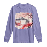 Washington DC Cherry Blossoms Monuments Memorials Long Sleeve Shirt Japanese Art Style Mount Fuji Sakura