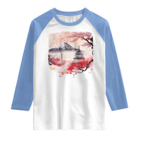 Washington DC Cherry Blossoms Monuments Memorials Raglan Shirt Japanese Art Style Mount Fuji Sakura