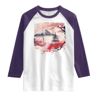 Washington DC Cherry Blossoms Monuments Memorials Raglan Shirt Japanese Art Style Mount Fuji Sakura