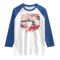 Washington DC Cherry Blossoms Monuments Memorials Raglan Shirt Japanese Art Style Mount Fuji Sakura