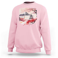 Washington DC Cherry Blossoms Monuments Memorials Sweatshirt Japanese Art Style Mount Fuji Sakura