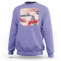 Washington DC Cherry Blossoms Monuments Memorials Sweatshirt Japanese Art Style Mount Fuji Sakura