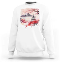 Washington DC Cherry Blossoms Monuments Memorials Sweatshirt Japanese Art Style Mount Fuji Sakura