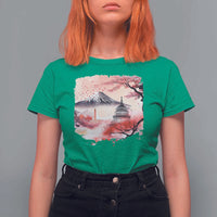 Washington DC Cherry Blossoms Monuments Memorials T Shirt For Women Japanese Art Style Mount Fuji Sakura