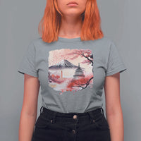 Washington DC Cherry Blossoms Monuments Memorials T Shirt For Women Japanese Art Style Mount Fuji Sakura