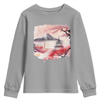 Washington DC Cherry Blossoms Monuments Memorials Youth Sweatshirt Japanese Art Style Mount Fuji Sakura