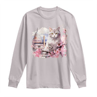 Washington DC Cat Cherry Blossoms Long Sleeve Shirt Capitol Building Monuments Memorials Sakura