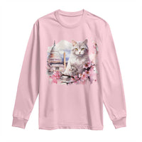 Washington DC Cat Cherry Blossoms Long Sleeve Shirt Capitol Building Monuments Memorials Sakura