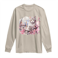 Washington DC Cat Cherry Blossoms Long Sleeve Shirt Capitol Building Monuments Memorials Sakura