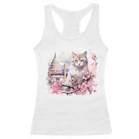 Washington DC Cat Cherry Blossoms Racerback Tank Top Capitol Building Monuments Memorials Sakura