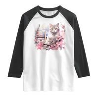 Washington DC Cat Cherry Blossoms Raglan Shirt Capitol Building Monuments Memorials Sakura