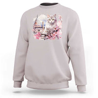 Washington DC Cat Cherry Blossoms Sweatshirt Capitol Building Monuments Memorials Sakura