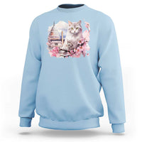 Washington DC Cat Cherry Blossoms Sweatshirt Capitol Building Monuments Memorials Sakura