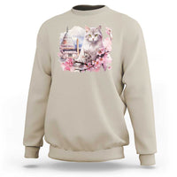 Washington DC Cat Cherry Blossoms Sweatshirt Capitol Building Monuments Memorials Sakura