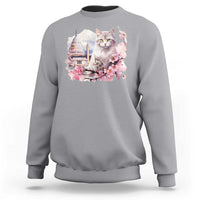 Washington DC Cat Cherry Blossoms Sweatshirt Capitol Building Monuments Memorials Sakura